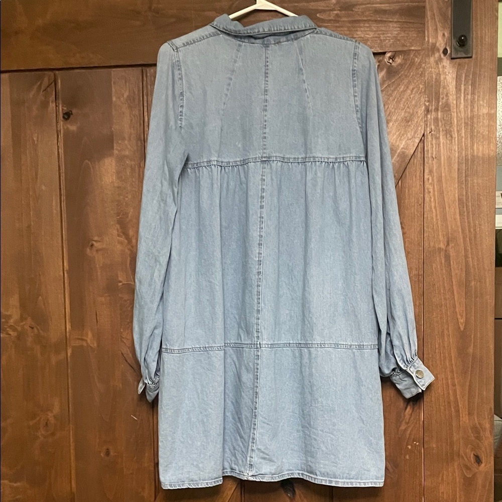 Women's Long Sleeve Denim Dress - Picture 4 of 5